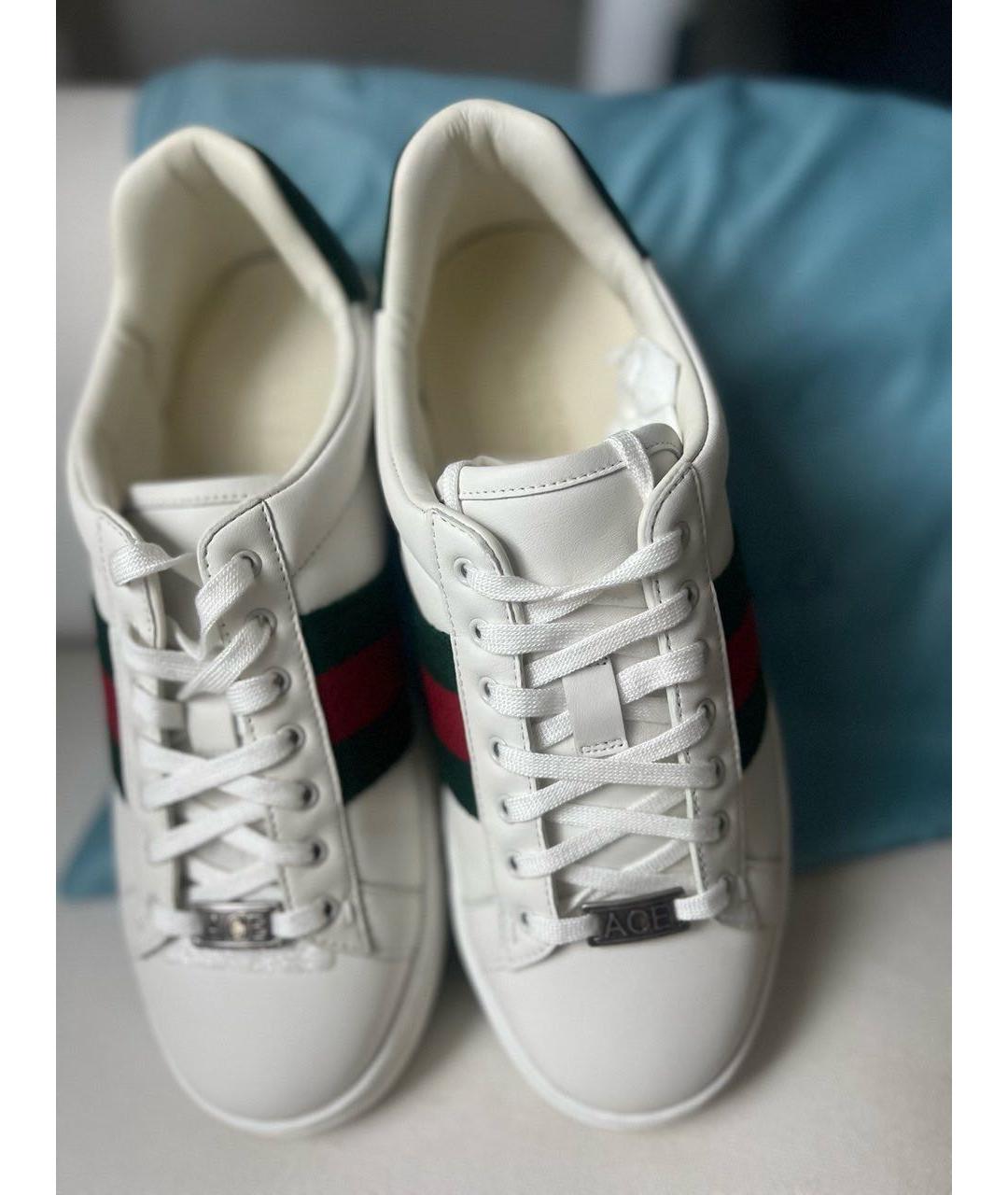 GUCCI Белые кожаные кроссовки, фото 3