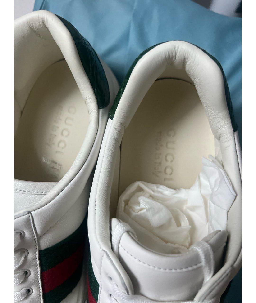 GUCCI Белые кожаные кроссовки, фото 2