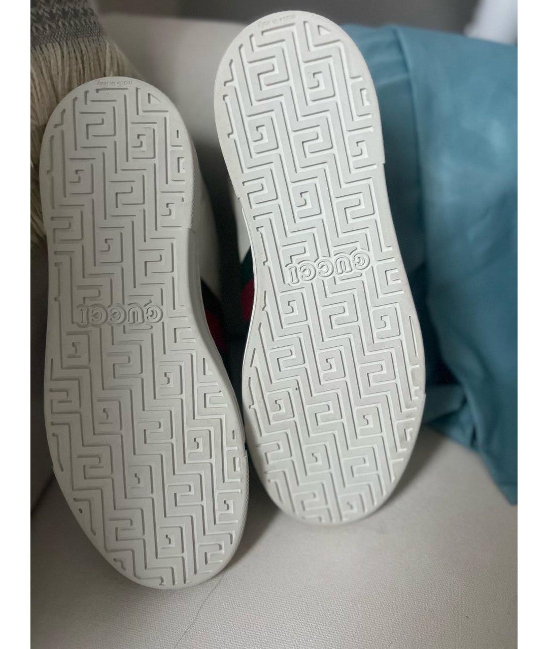 GUCCI Белые кожаные кроссовки, фото 8