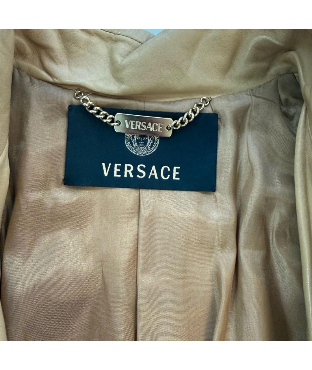 VERSACE Бежевая кожаная куртка, фото 3