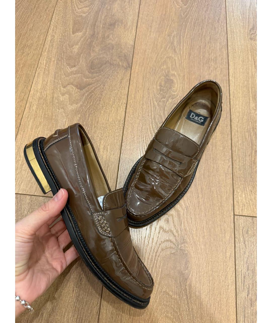 DOLCE&GABBANA Коричневые лоферы из лакированной кожи, фото 6