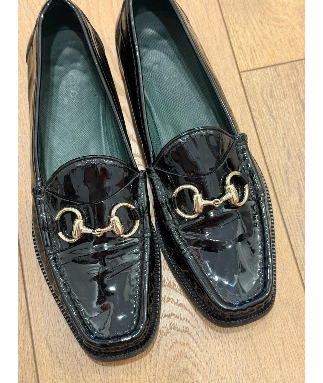 GUCCI Черные лоферы из лакированной кожи, фото 6