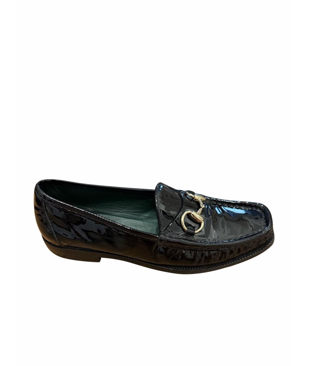 GUCCI Черные лоферы из лакированной кожи, фото 1