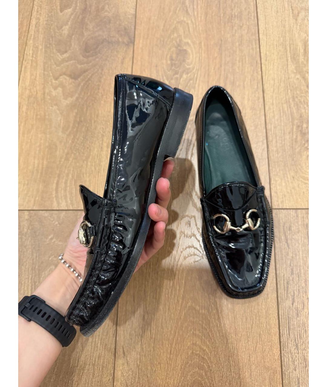 GUCCI Черные лоферы из лакированной кожи, фото 5