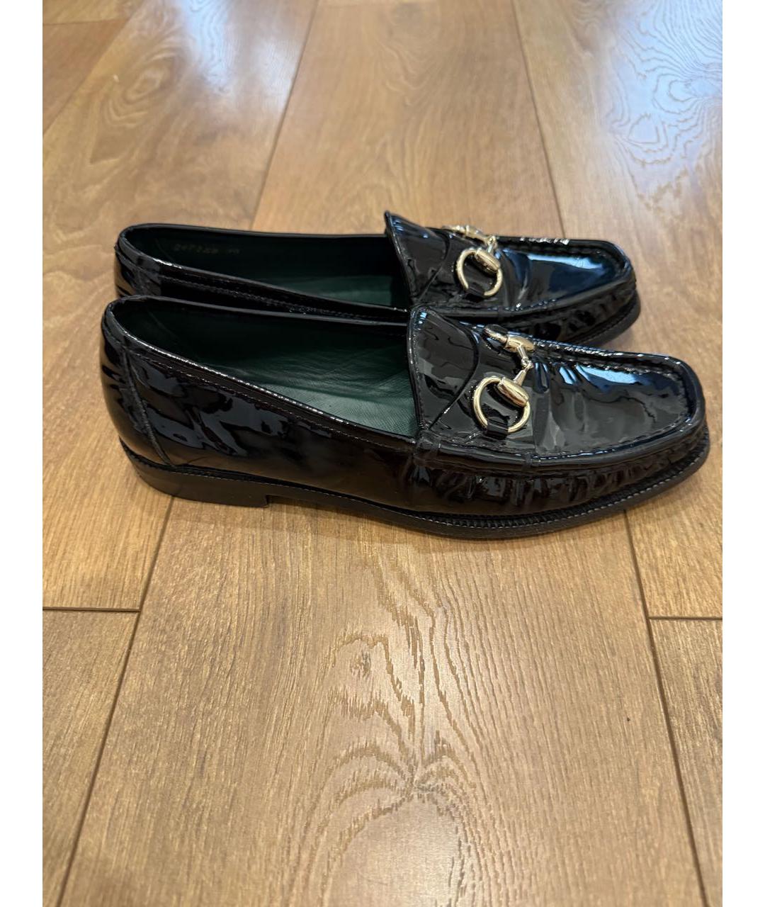 GUCCI Черные лоферы из лакированной кожи, фото 9