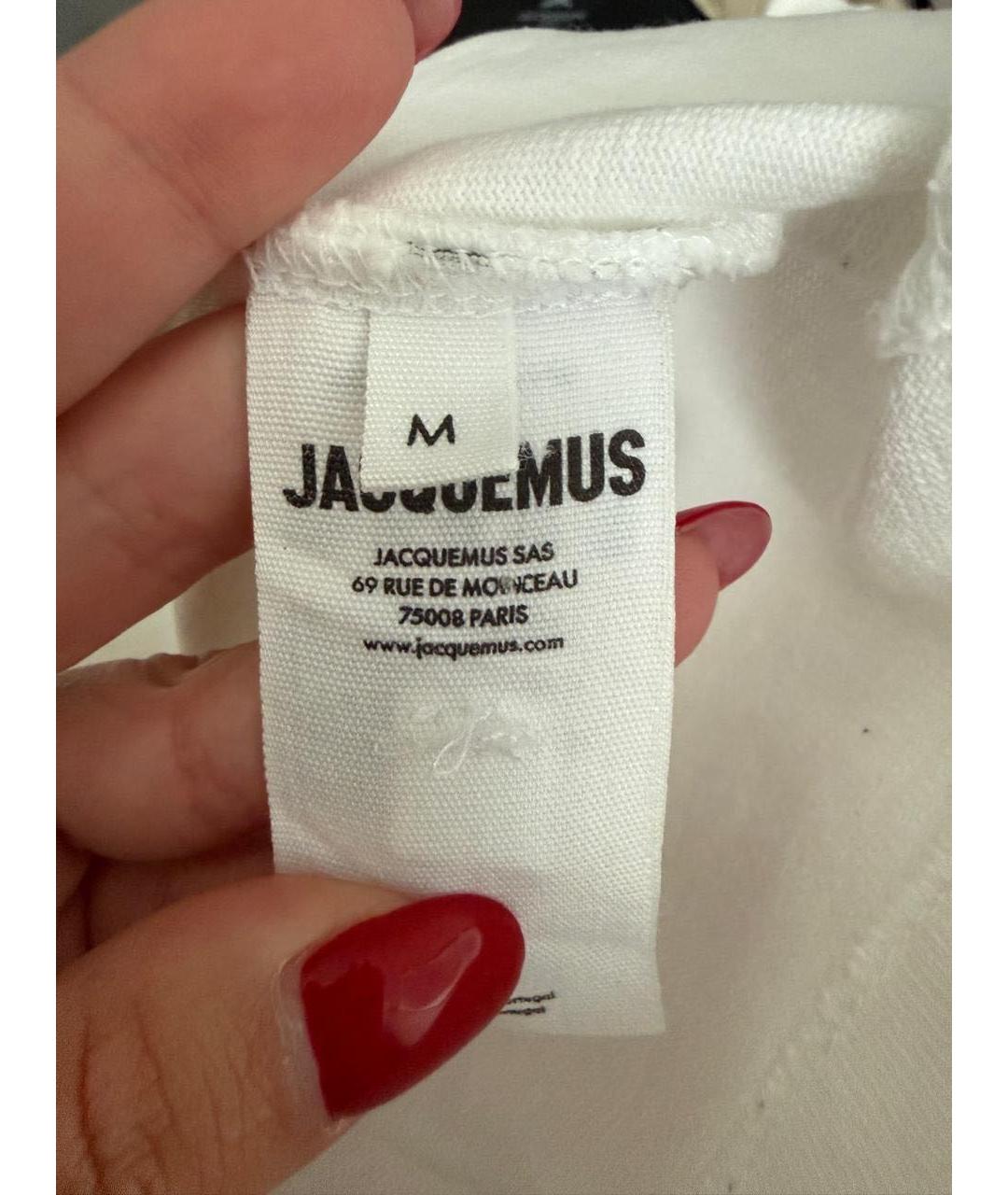 JACQUEMUS Белая хлопковая футболка, фото 4