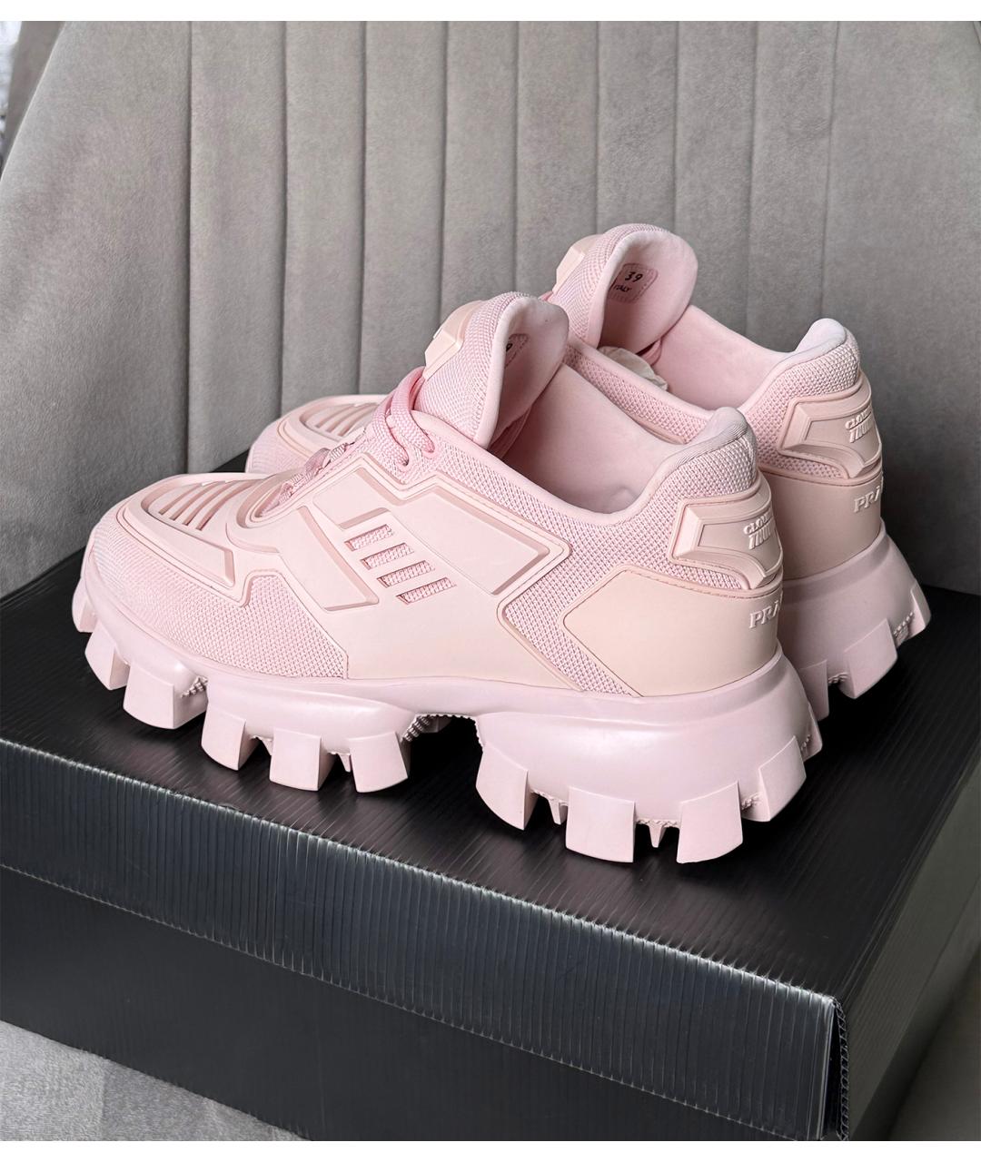 PRADA Розовые низкие кроссовки / кеды, фото 4