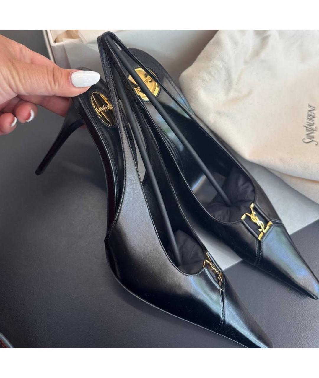SAINT LAURENT Черные кожаные туфли, фото 5