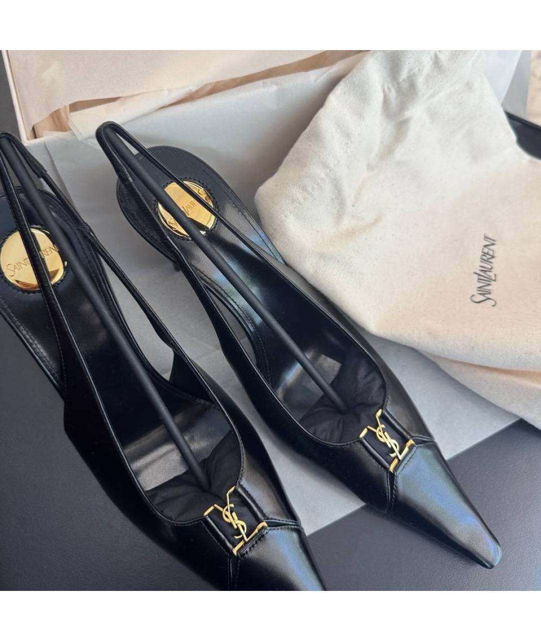 SAINT LAURENT Черные кожаные туфли, фото 4