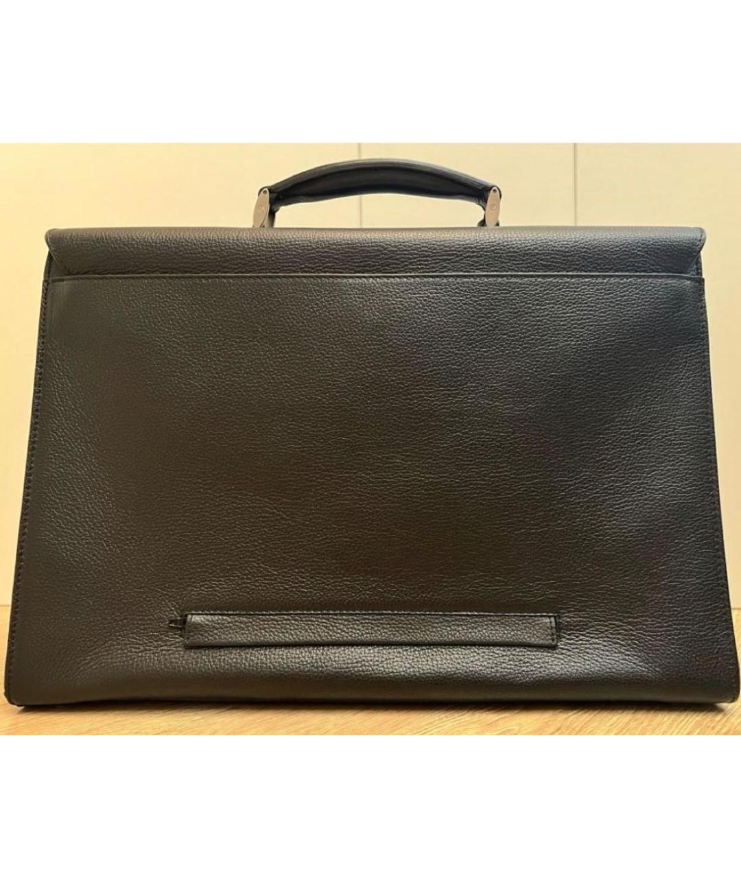 GIORGIO ARMANI Черный кожаный портфель, фото 2
