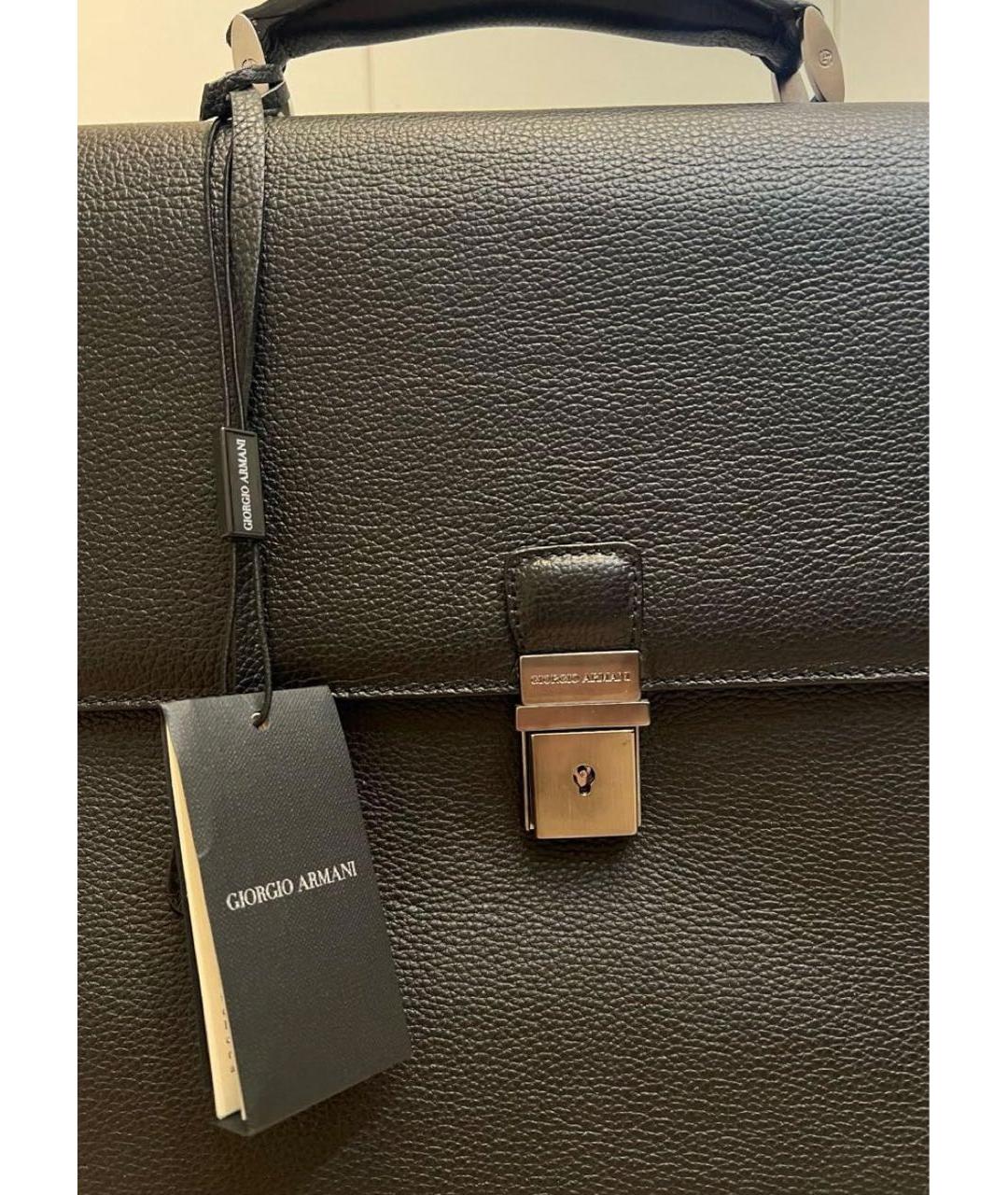 GIORGIO ARMANI Черный кожаный портфель, фото 4