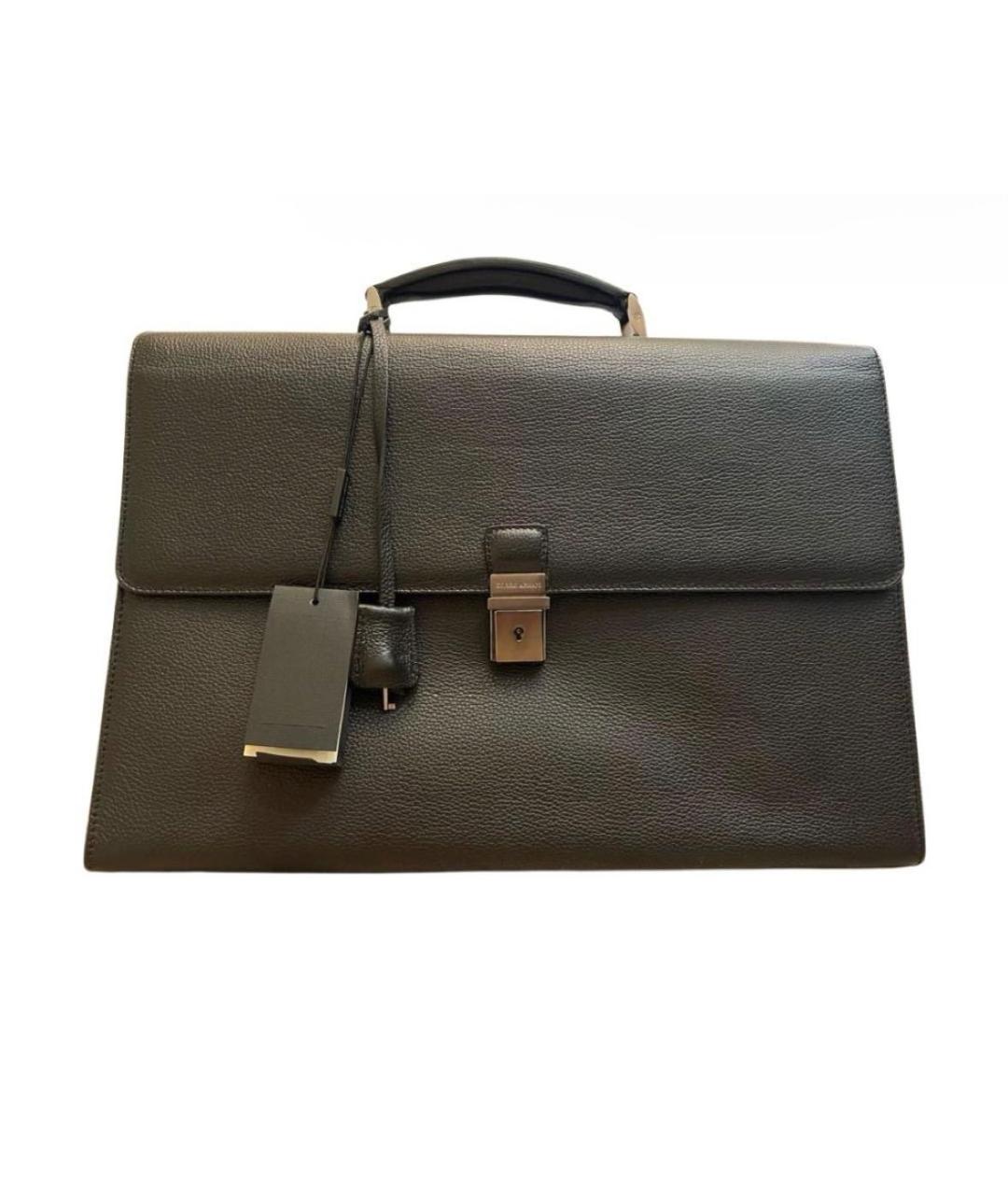 GIORGIO ARMANI Черный кожаный портфель, фото 1