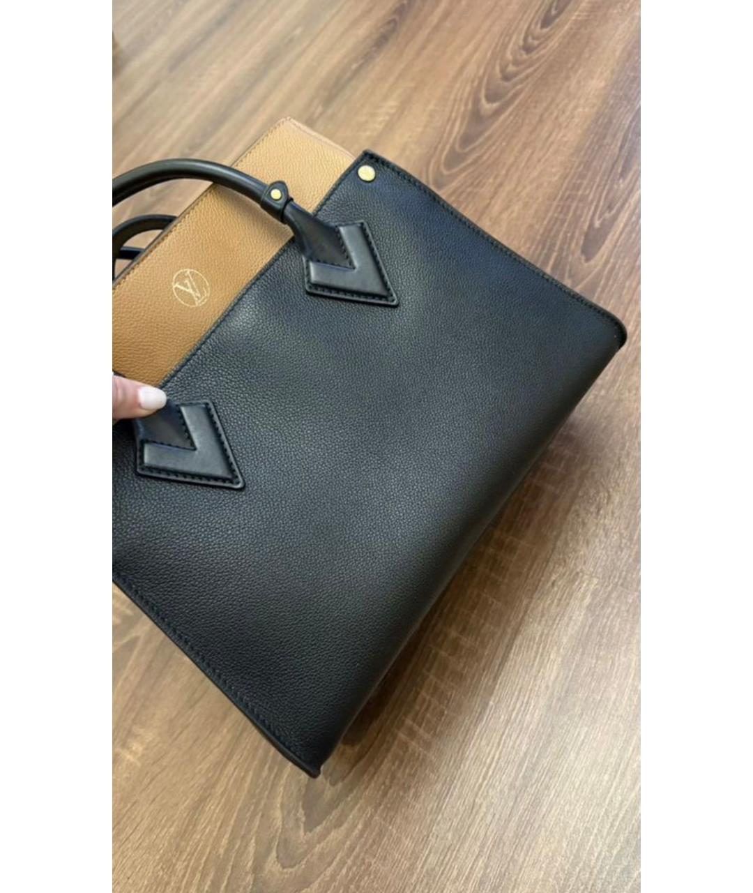 LOUIS VUITTON Черная кожаная сумка тоут, фото 6