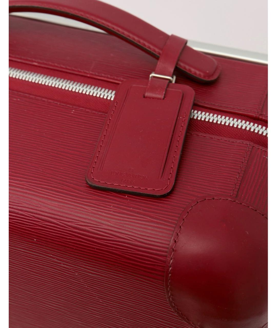 LOUIS VUITTON Бордовый кожаный чемодан, фото 6