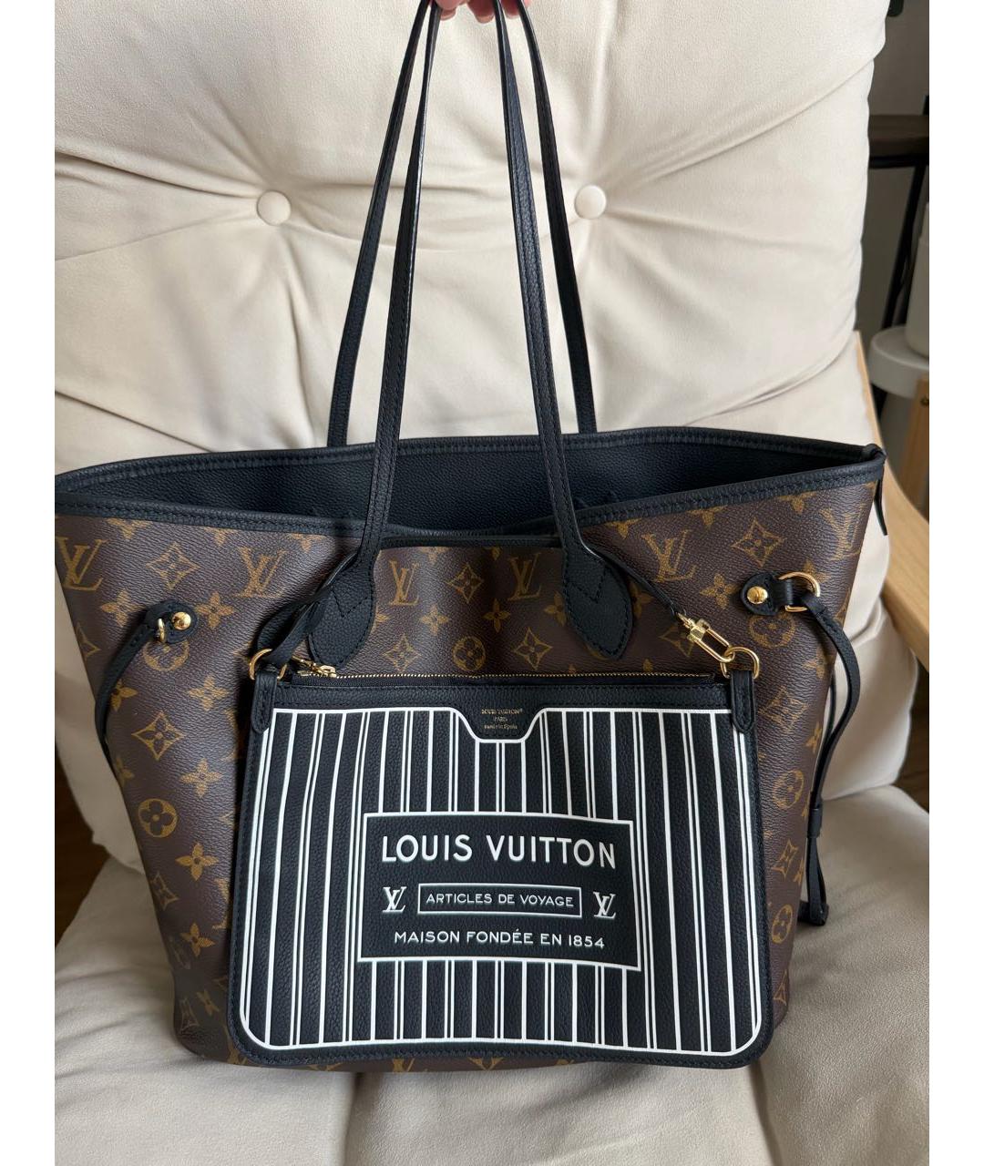 LOUIS VUITTON Коричневая кожаная сумка тоут, фото 2