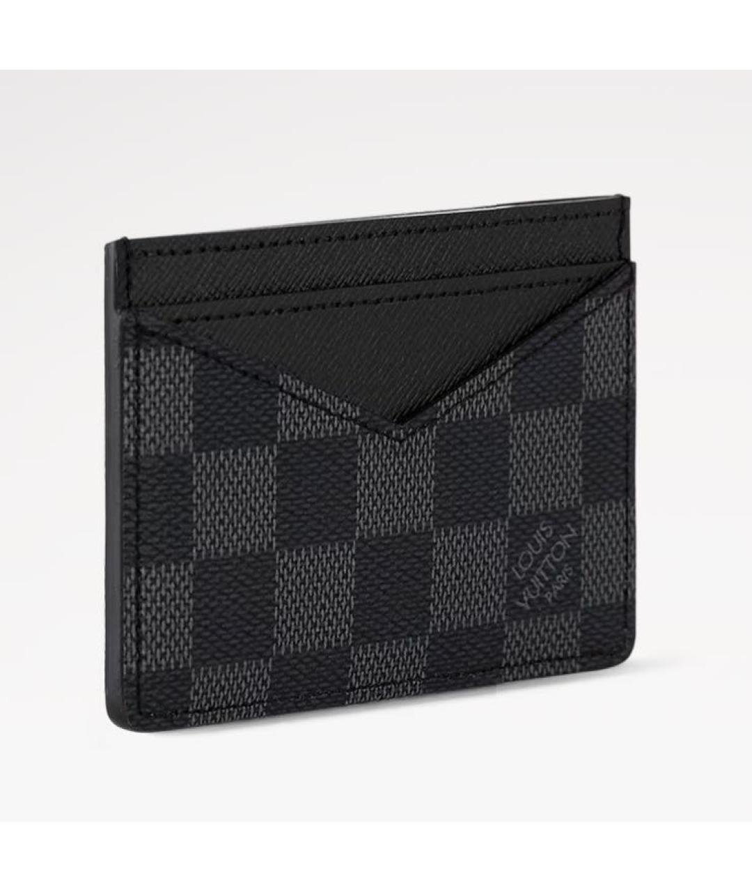 LOUIS VUITTON Черный кожаный кардхолдер, фото 2