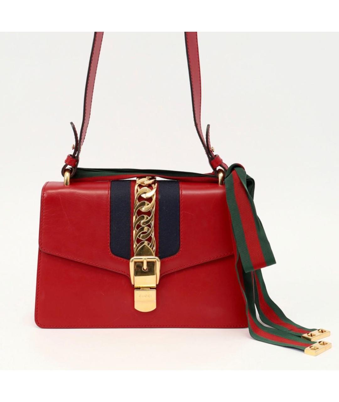 GUCCI Бордовая кожаная сумка через плечо, фото 8