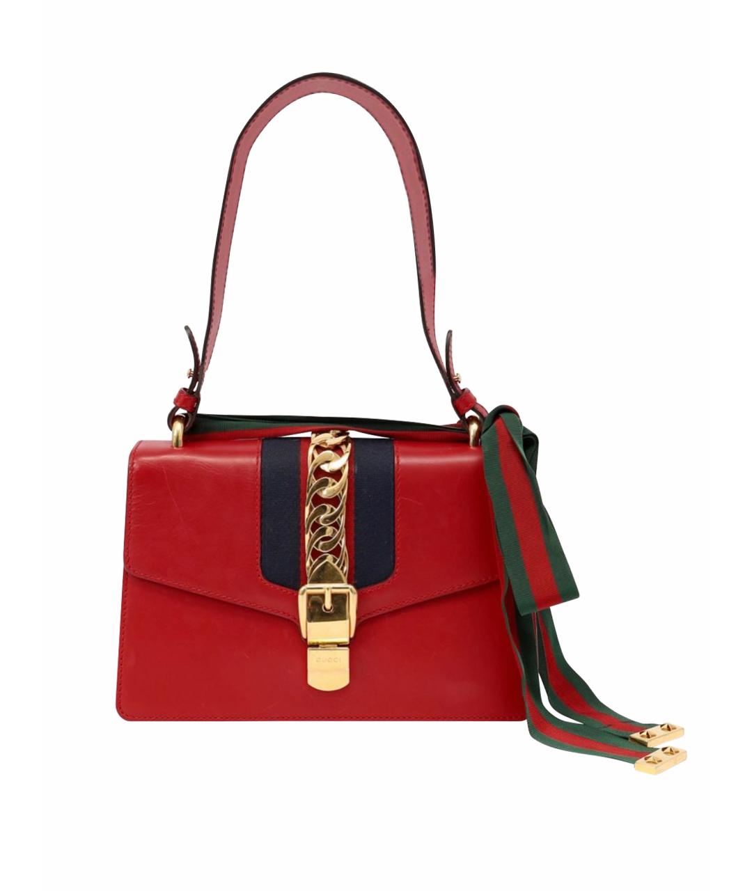 GUCCI Бордовая кожаная сумка через плечо, фото 1