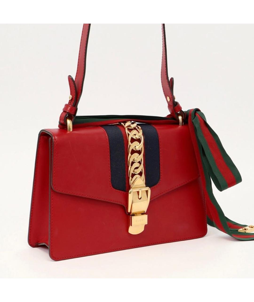 GUCCI Бордовая кожаная сумка через плечо, фото 2