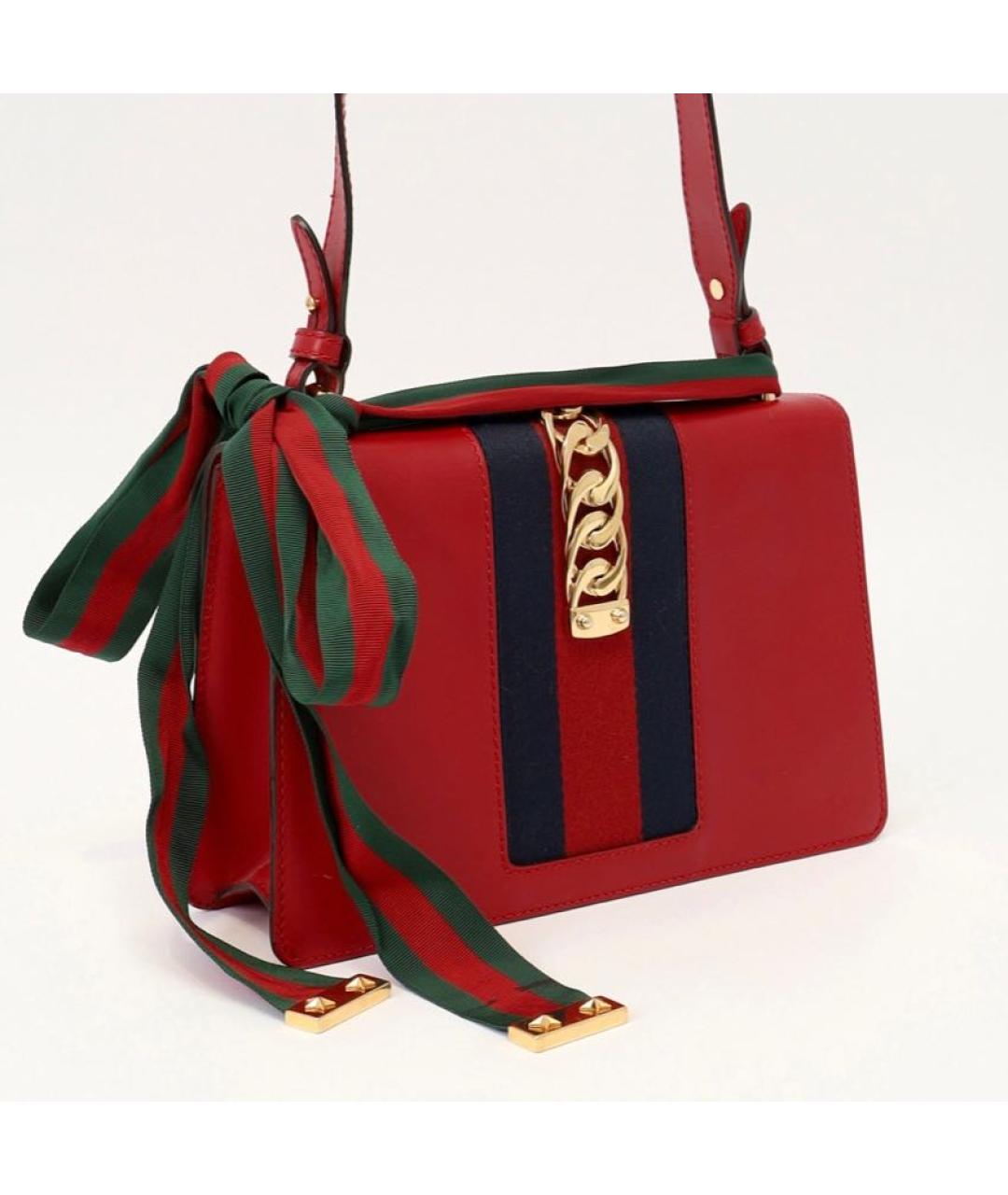 GUCCI Бордовая кожаная сумка через плечо, фото 3
