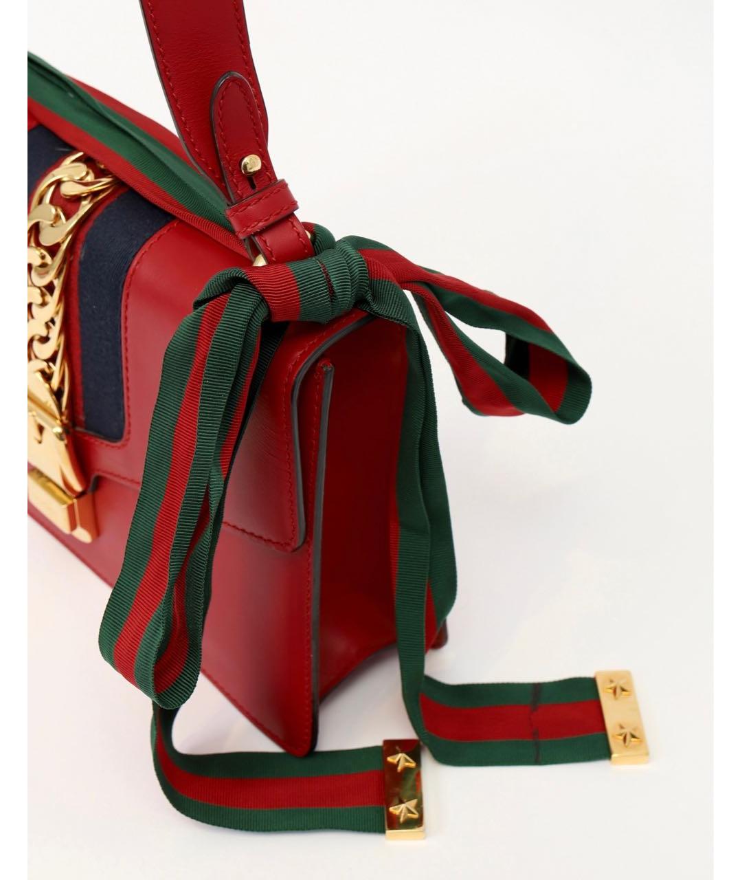 GUCCI Бордовая кожаная сумка через плечо, фото 6