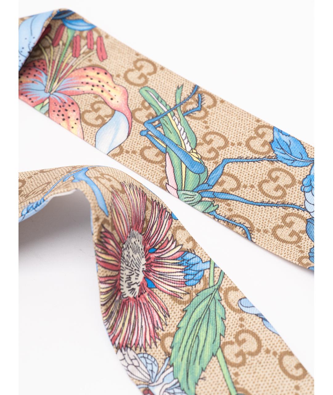 GUCCI Голубой шелковый шарф, фото 3