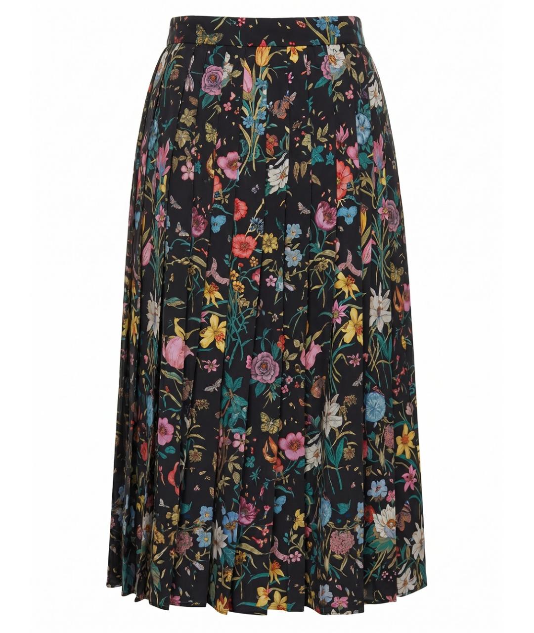 GUCCI Мульти шелковая юбка миди, фото 1
