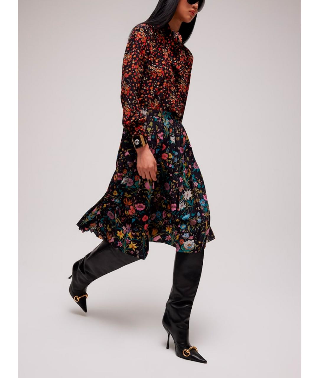 GUCCI Мульти шелковая юбка миди, фото 2
