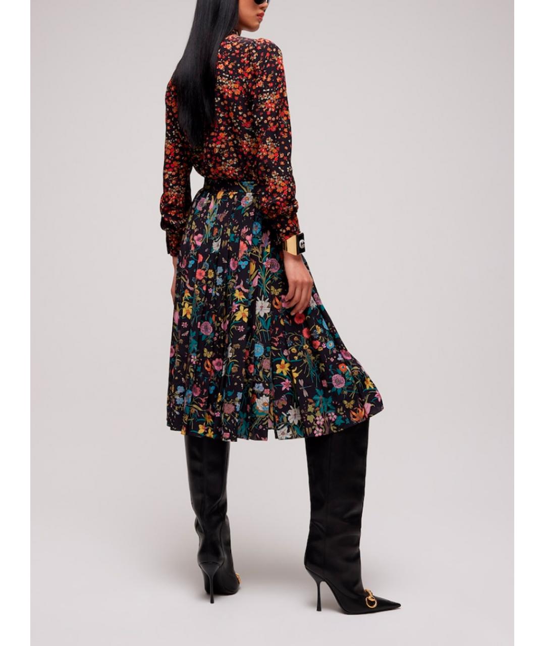 GUCCI Мульти шелковая юбка миди, фото 3