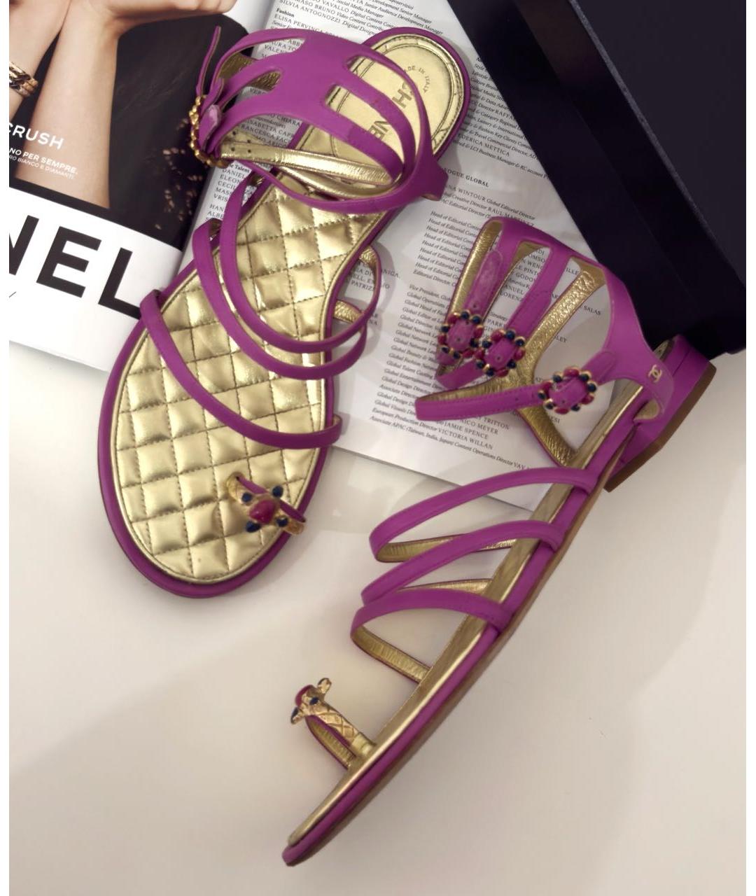 CHANEL Розовые кожаные сандалии, фото 2