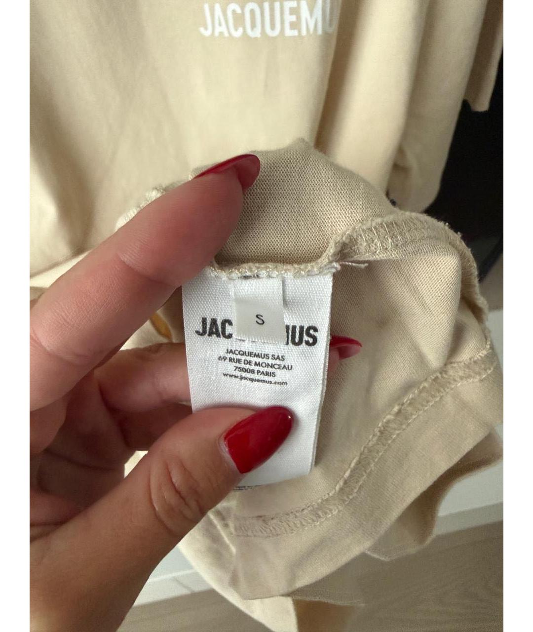 JACQUEMUS Бежевая хлопковая футболка, фото 3