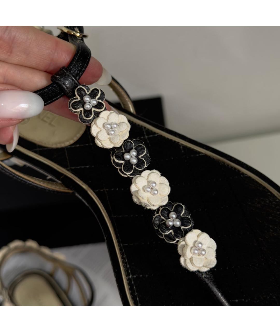 CHANEL Черные кожаные сандалии, фото 4