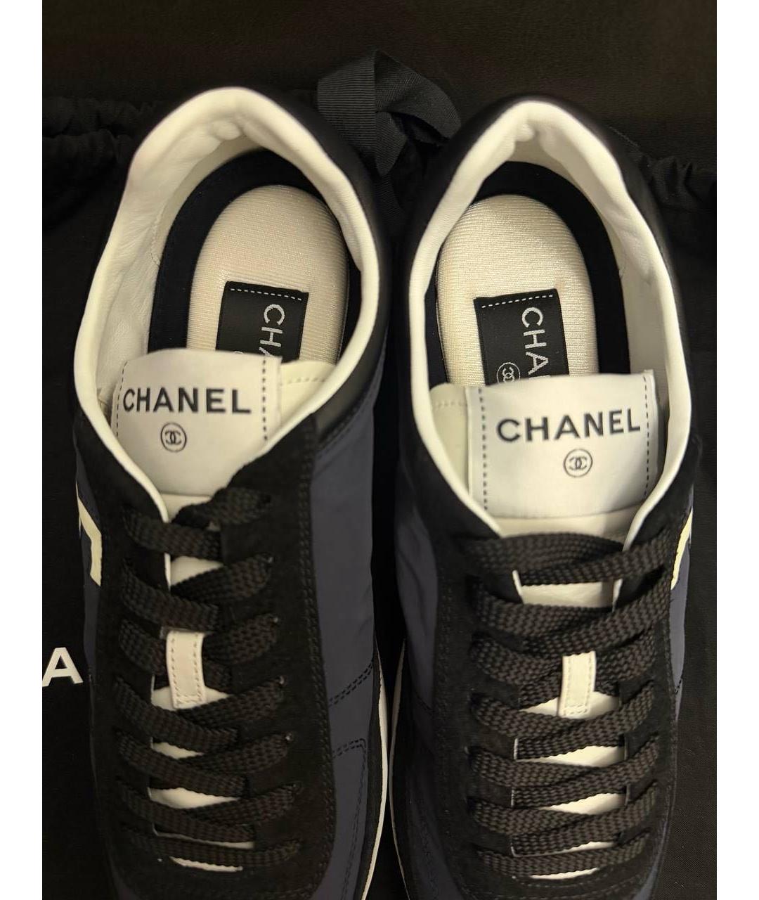 CHANEL Темно-синие замшевые кроссовки, фото 3