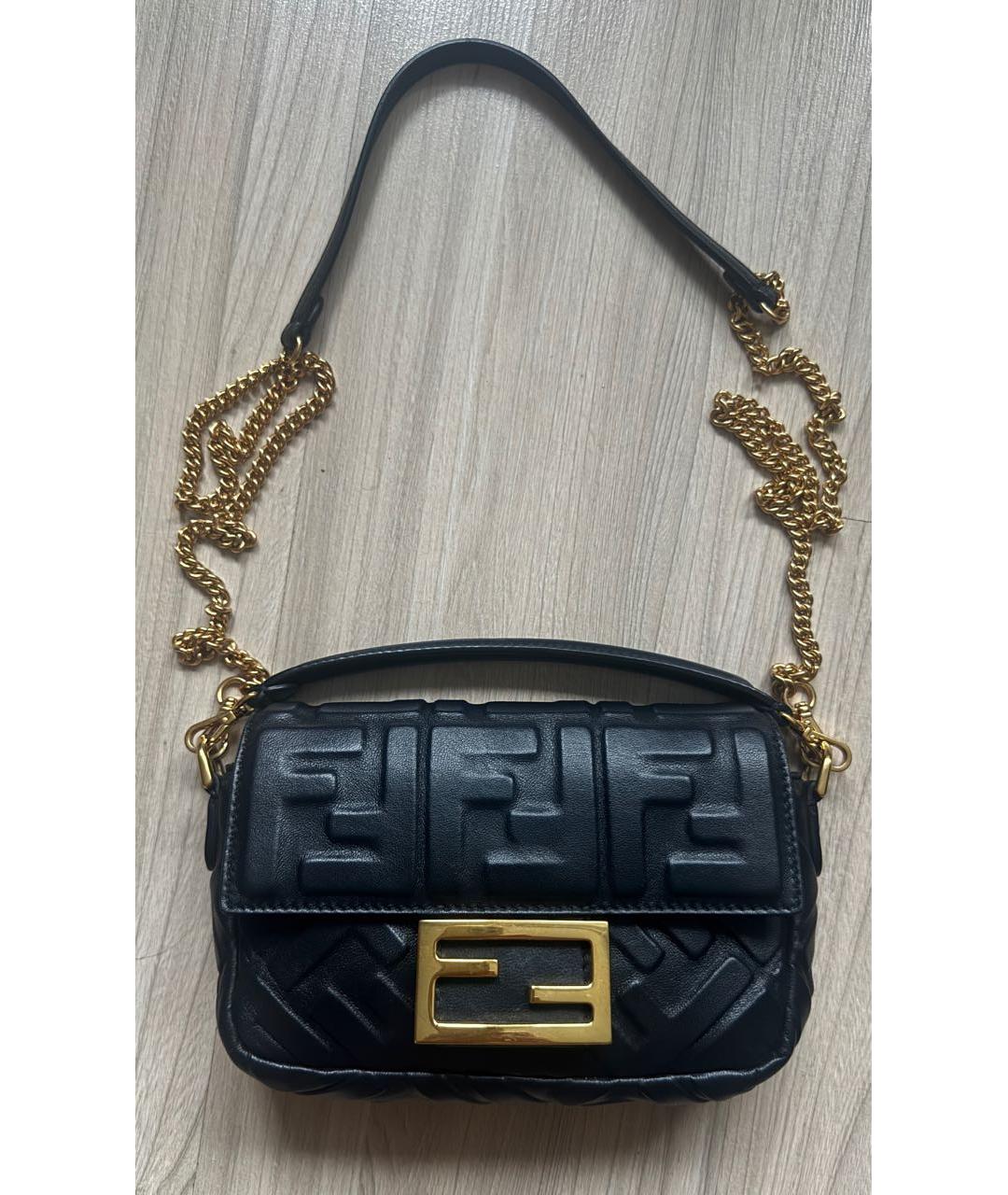 FENDI Черная кожаная сумка через плечо, фото 9