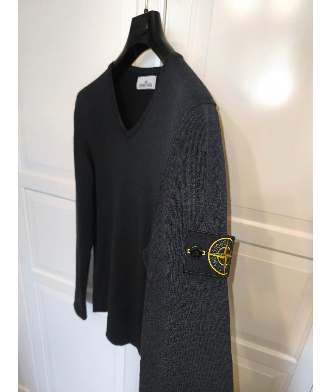 STONE ISLAND Черный хлопковый джемпер / свитер, фото 3
