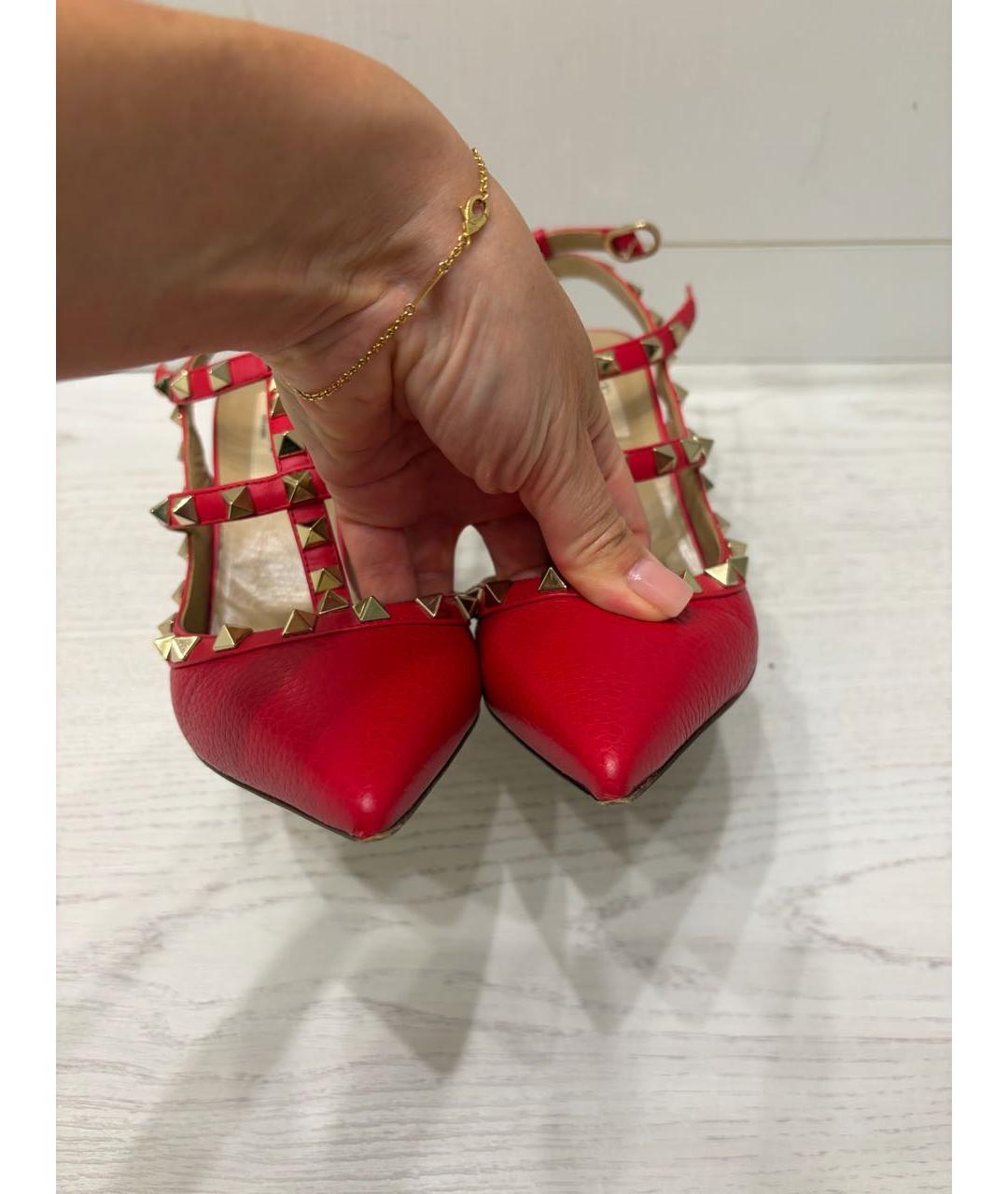 VALENTINO Красные кожаные босоножки, фото 8