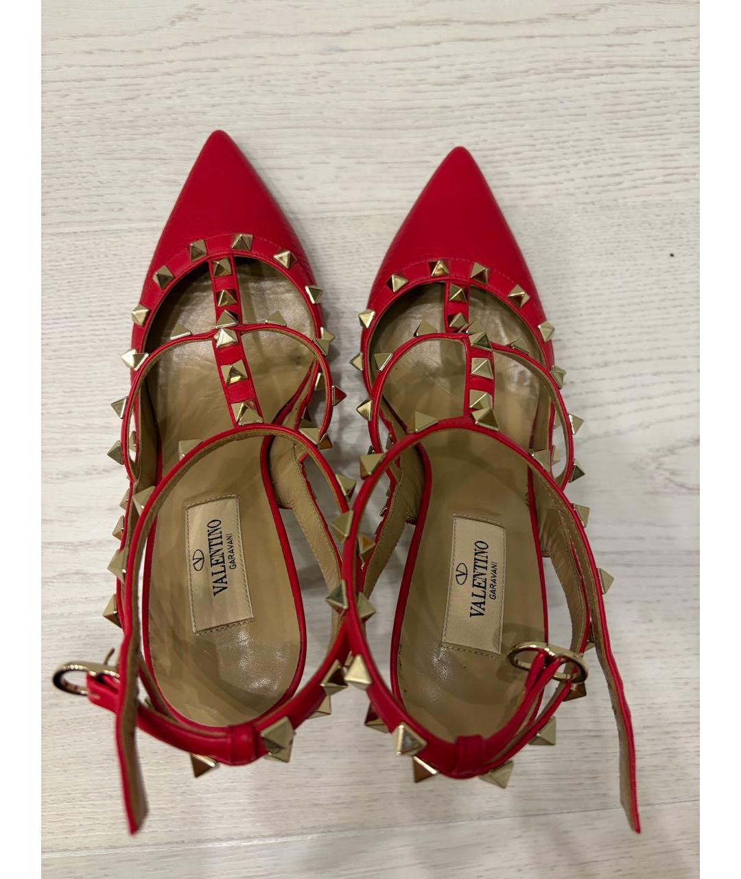 VALENTINO Красные кожаные босоножки, фото 3