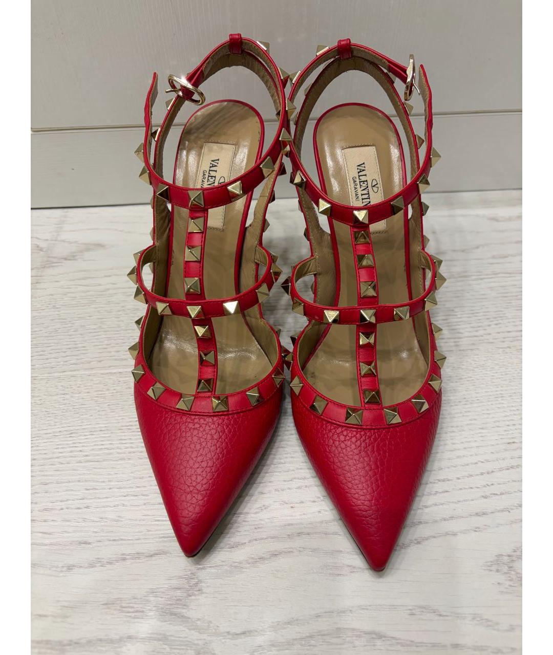 VALENTINO Красные кожаные босоножки, фото 5
