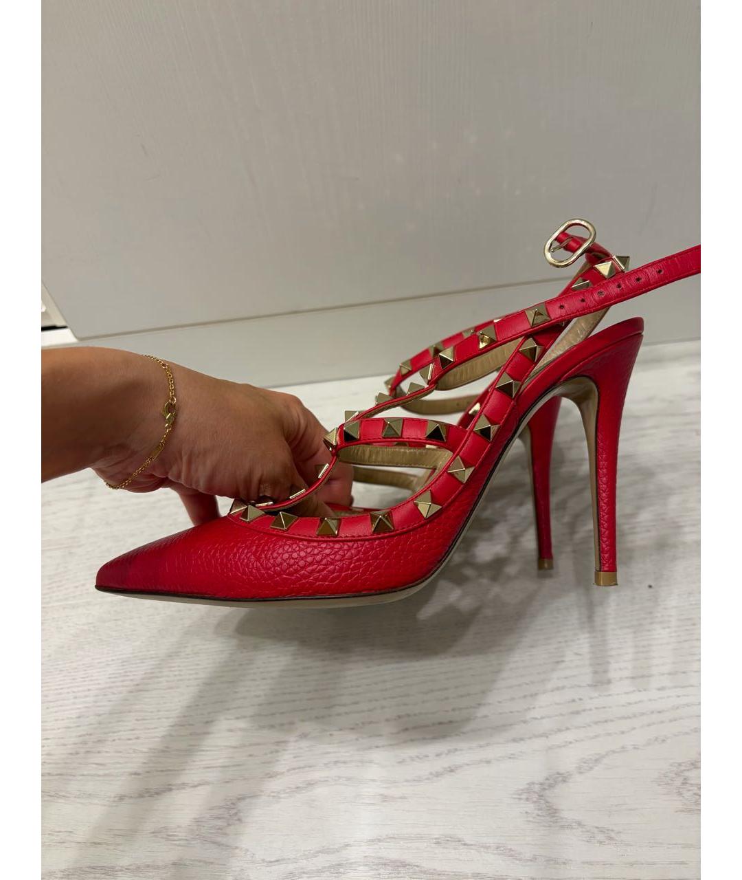 VALENTINO Красные кожаные босоножки, фото 9