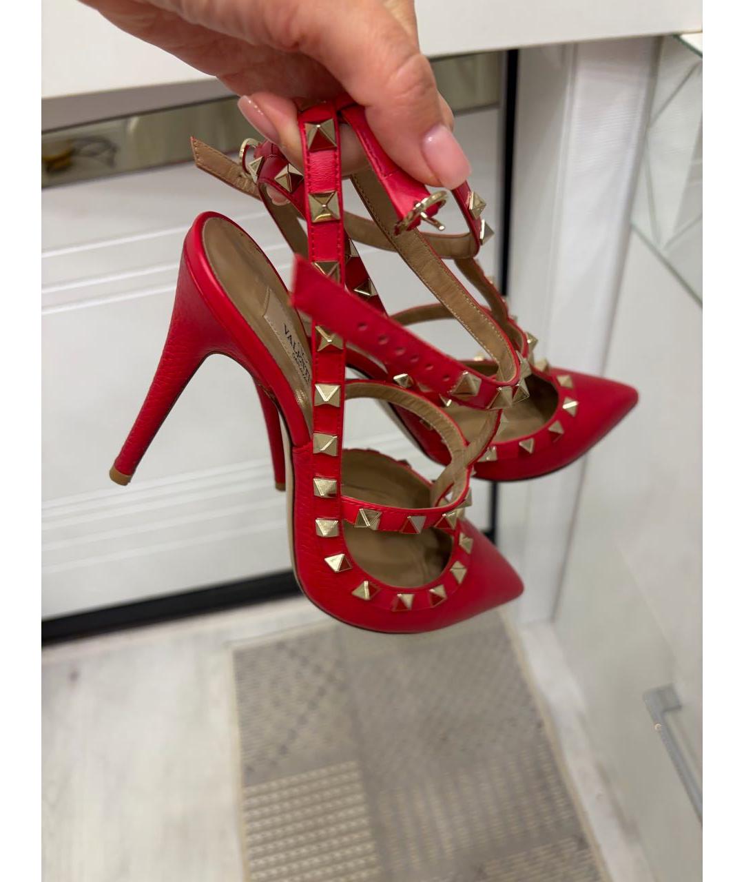 VALENTINO Красные кожаные босоножки, фото 6