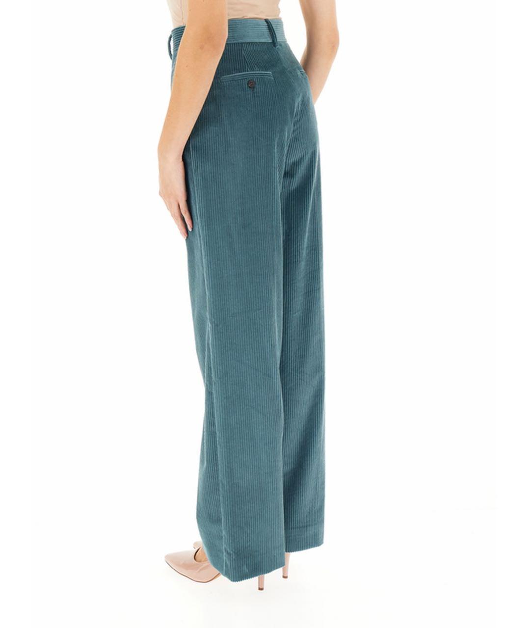 WEEKEND MAX MARA Голубые хлопковые прямые брюки, фото 4