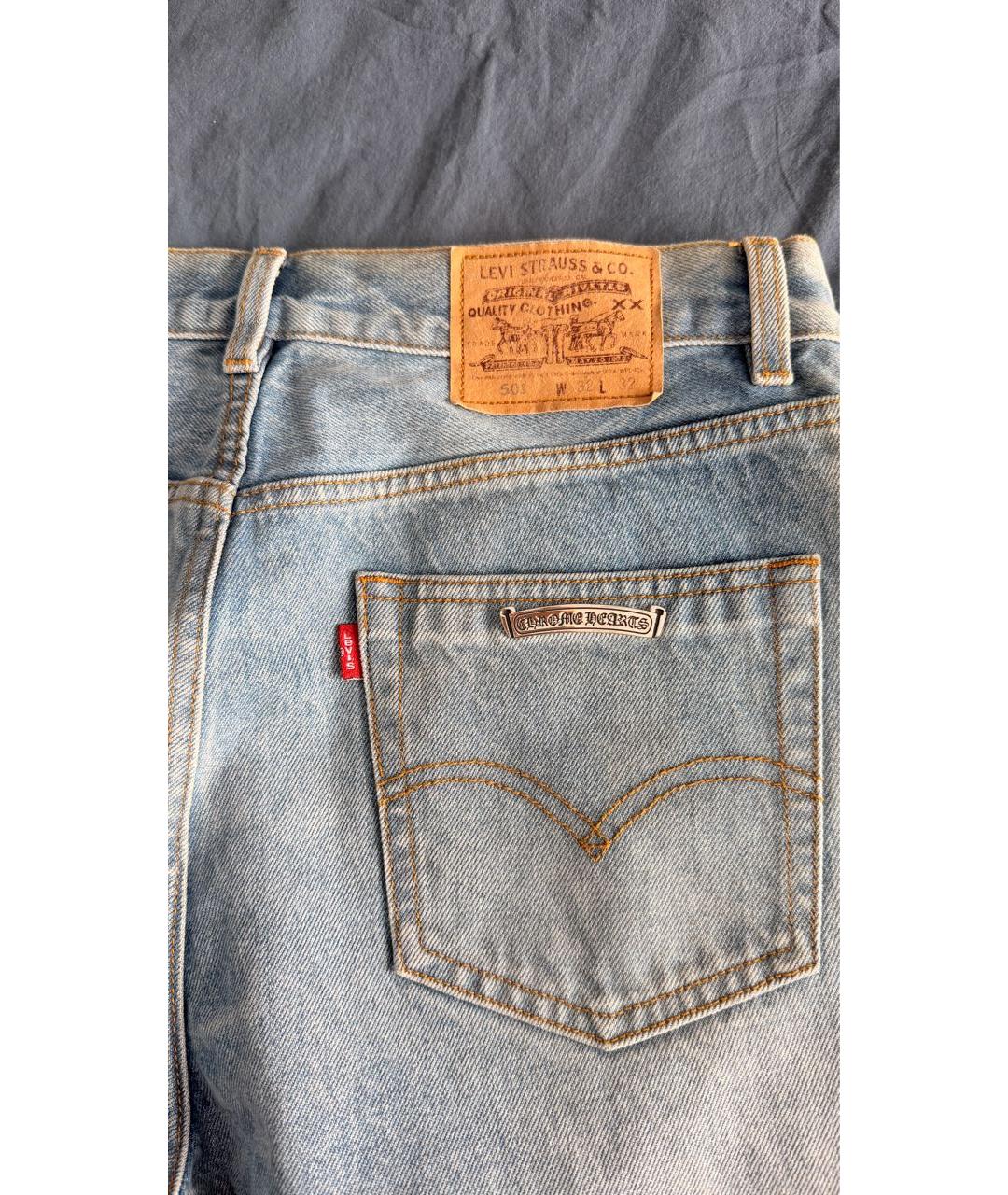 CHROME HEARTS Голубые хлопковые прямые джинсы, фото 3