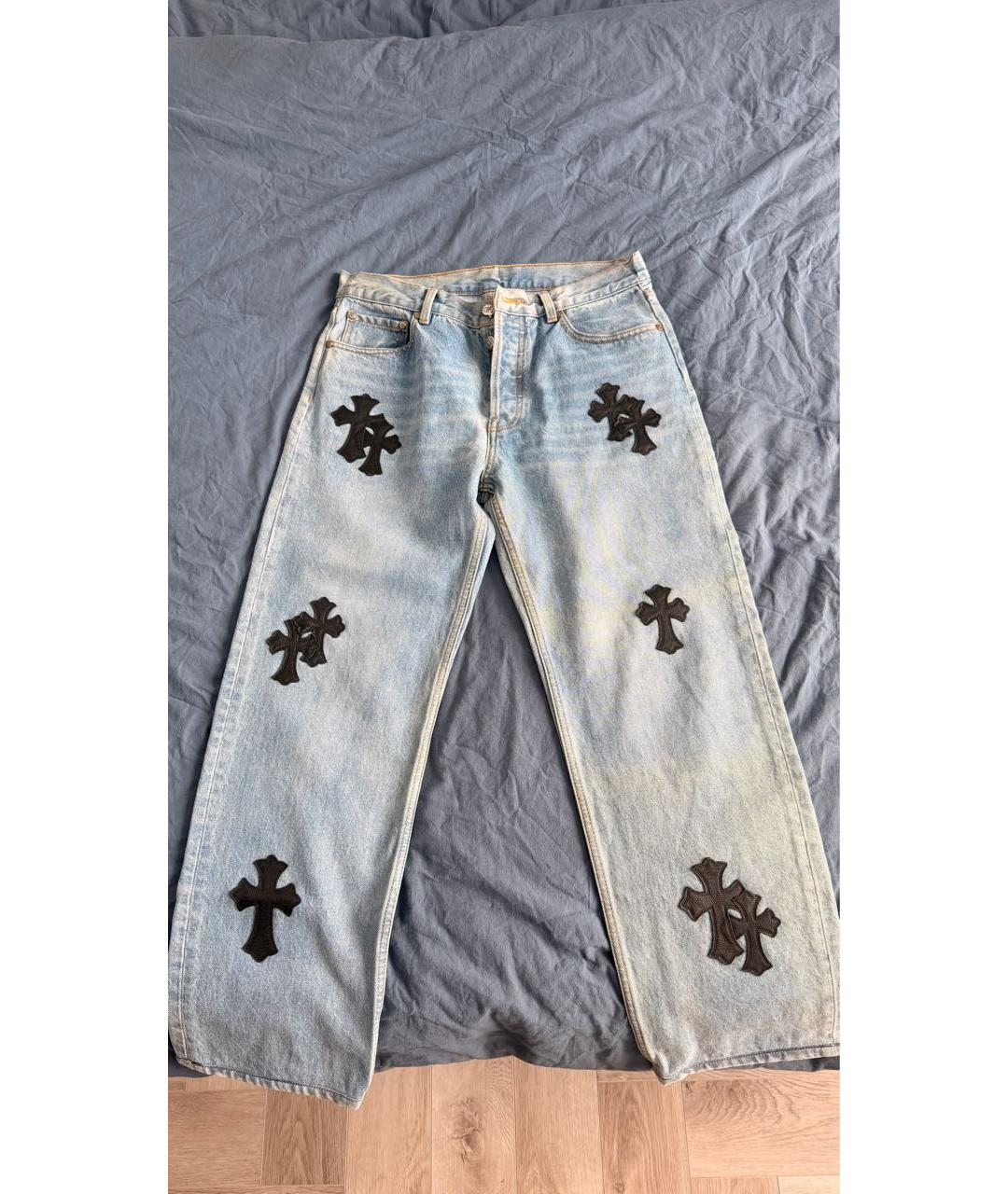 CHROME HEARTS Голубые хлопковые прямые джинсы, фото 7