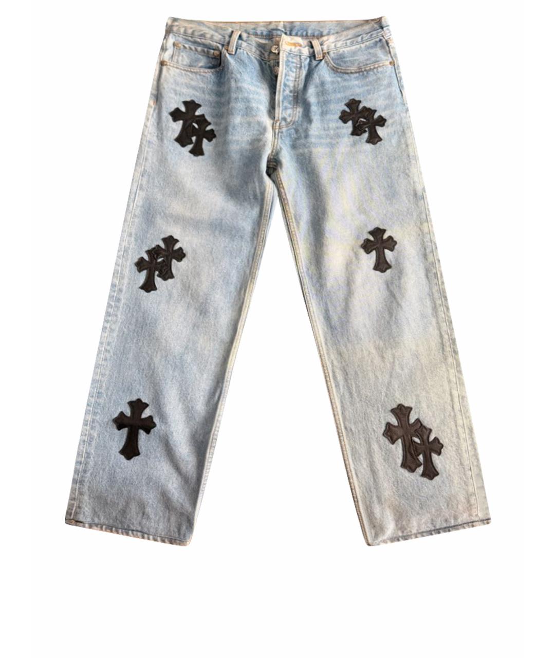 CHROME HEARTS Голубые хлопковые прямые джинсы, фото 1