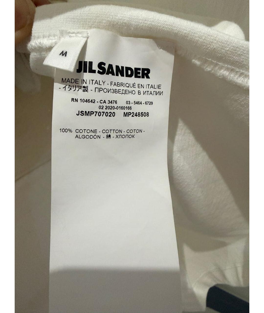 JIL SANDER Белая хлопковая футболка, фото 4