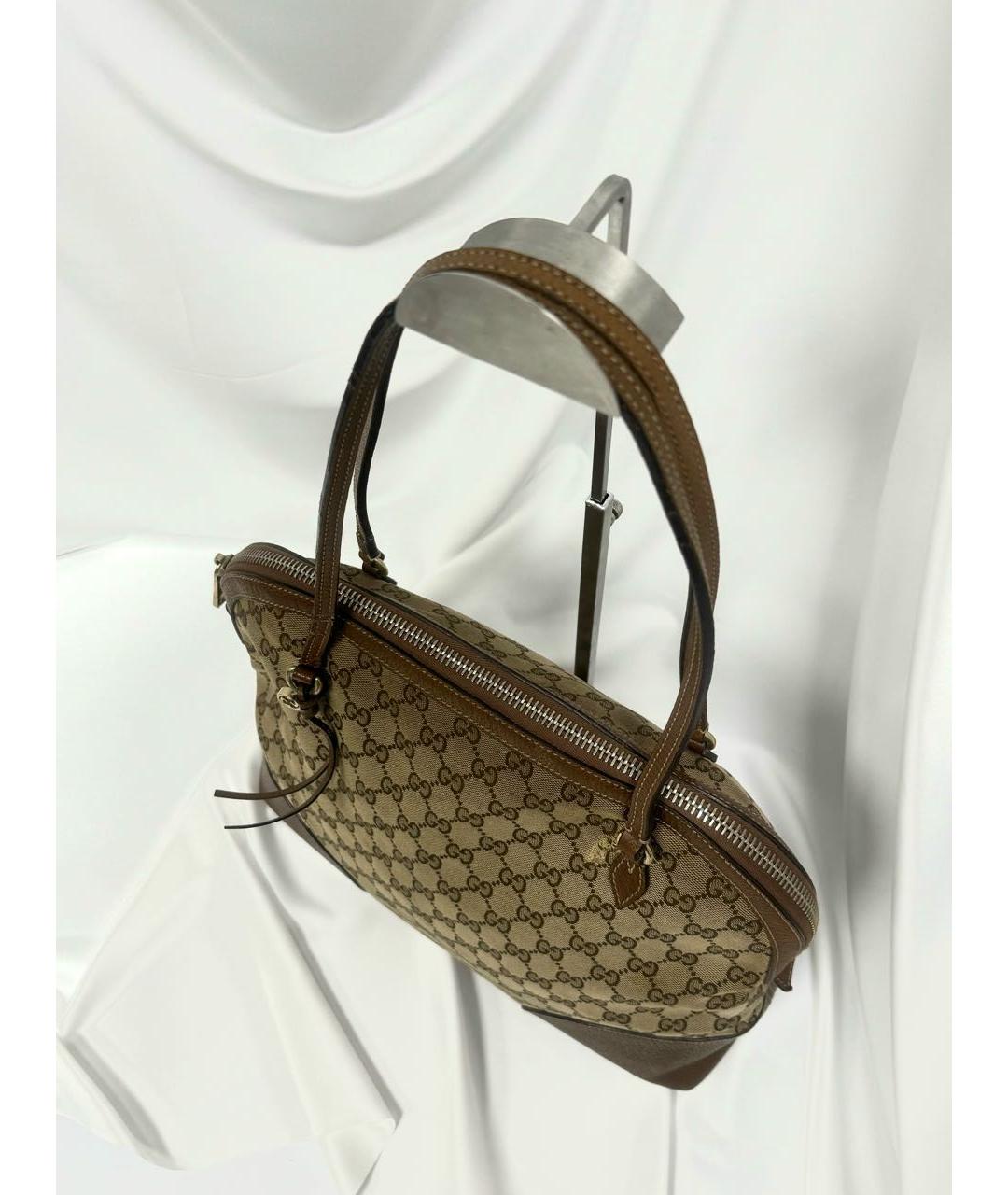 GUCCI Бежевая жаккардовая сумка тоут, фото 2