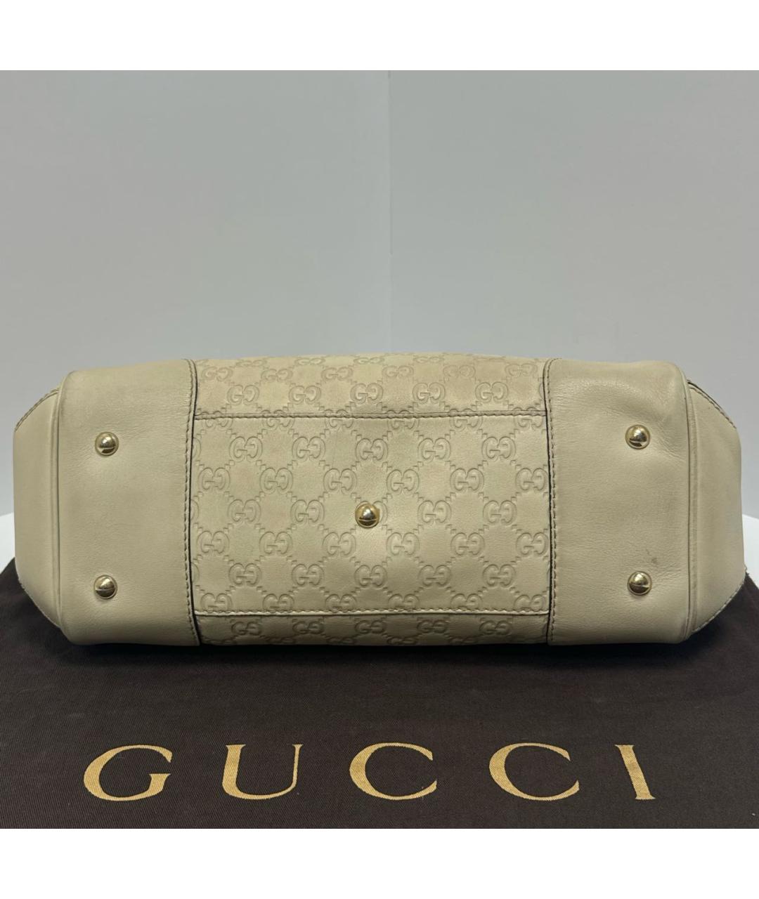 GUCCI Бежевая кожаная сумка с короткими ручками, фото 5