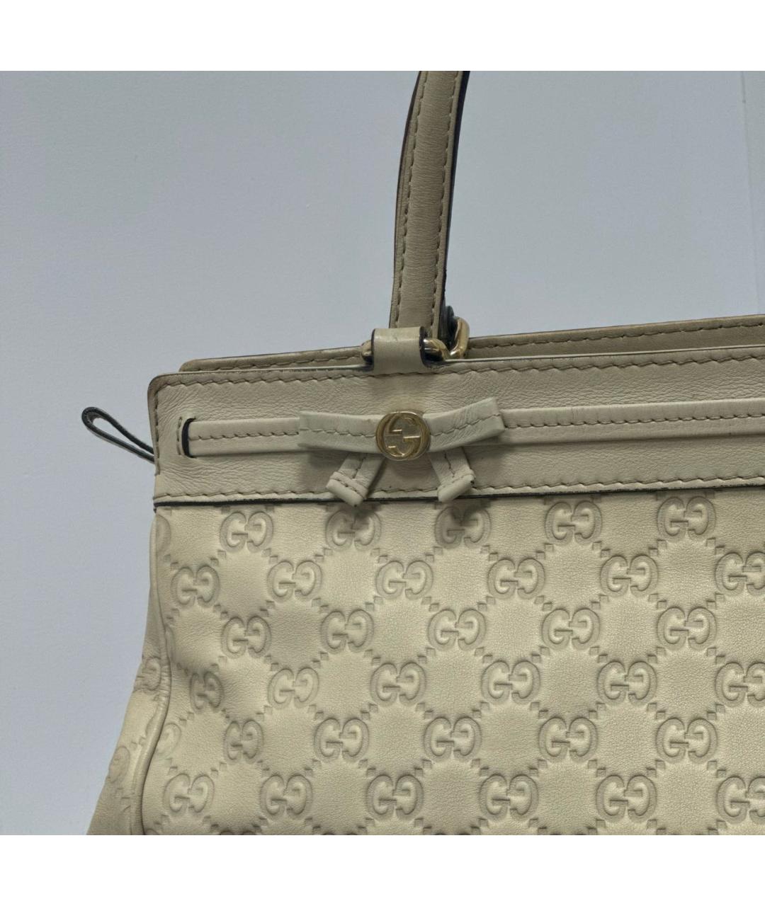 GUCCI Бежевая кожаная сумка с короткими ручками, фото 3