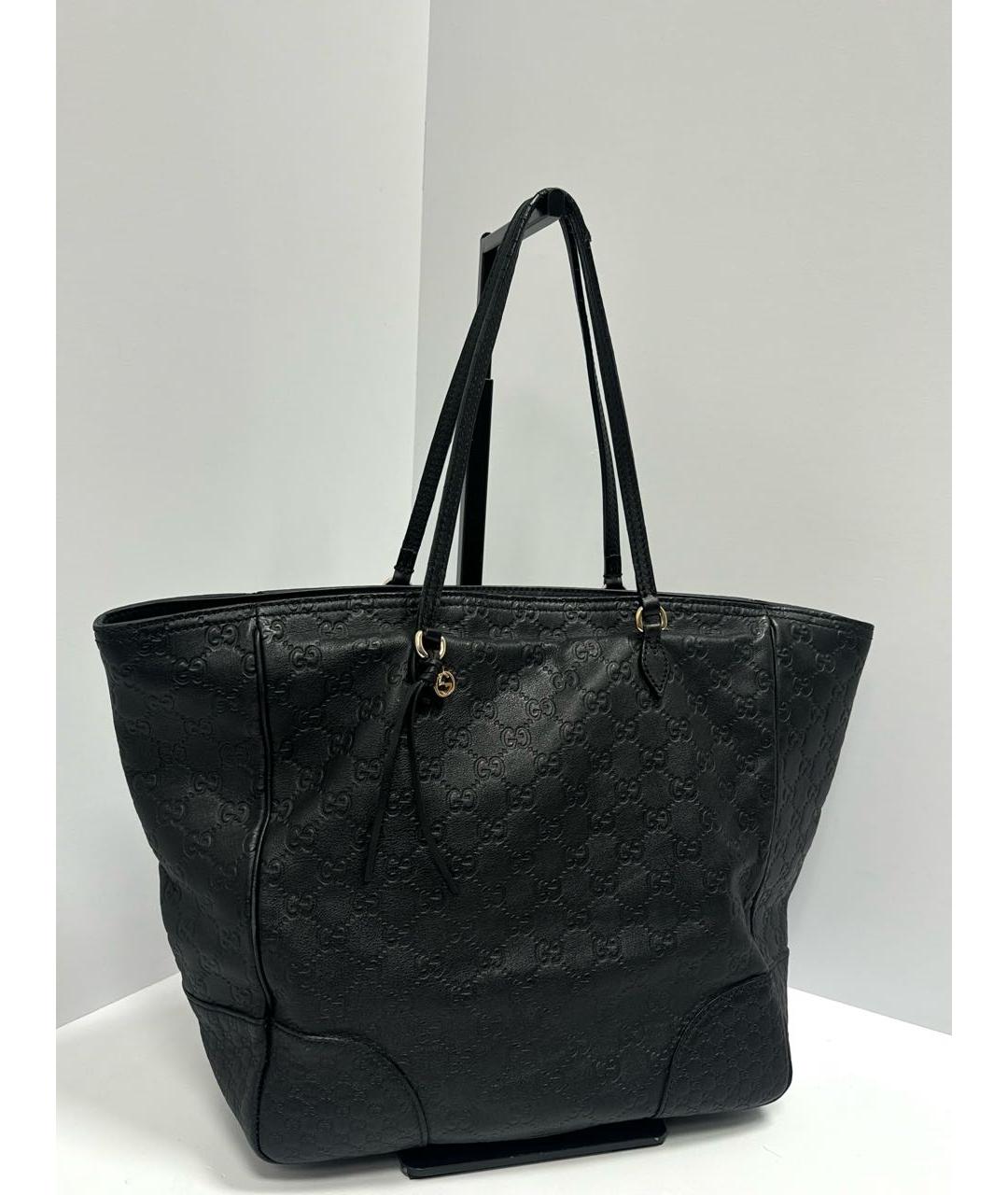 GUCCI Черная кожаная сумка тоут, фото 2