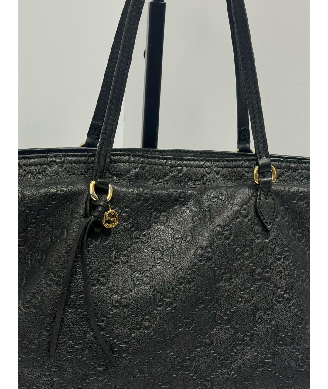 GUCCI Черная кожаная сумка тоут, фото 4